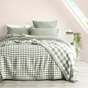 Renee Taylor Gingham Cotton Revesible Textured Blanket Queen/King Emerald