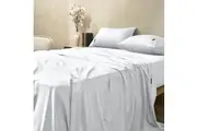 Sheraton Single Bamboo Cotton Breathable Fitted Flat Bed Sheet Set White