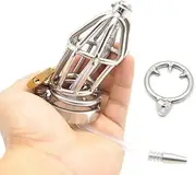 ZJPOJPH Metal Penis Cage With Chastity Cage Penis Ring Bondage Sex Toy Penis Chastity Lock Chastity Belt For Men(43mm)