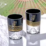 【田島硝子】日本職人手工製作金箔冷酒杯 富士山杯黑+黑 對杯(TG20-016-1GK+TG20-016-1GK)