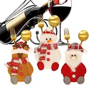 Christmas Silverware Bags - Tableware Pouch Cover - Set of 3 Christmas Flatware Holder, Elk Tableware Cutlery Pockets for Decor