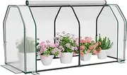 Costway Portable Mini Greenhouse, Plant Greenhouse Tent with Roll-Up Zippered Door, Indoor Outdoor Green Hot House for Backyard, Deck & Patio, Sun Protection, Frost Protection, Dual Using Methods
