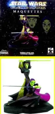 Star Wars Barriss Offee + Luminara Unduli Maquette Statue Clone Wars Amricons