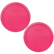 New Pyrex 7402-PC 6/7 Cup Fuschia Pink Round Plastic Lid 2PK for Glass Dish