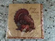 Paper Art Festive Fare Giving Thanks Thanksgiving Turkey Paper Napkins New