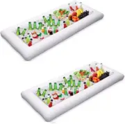2 Packs Inflatable Pool Table Serving Bar - Large Buffet Tray Server with Drain