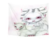 Two of a Kind Albino Elf Girl and Her Albino Ferret Tapestry