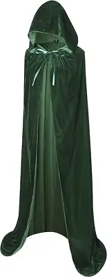 BIGXIAN Full Length Hooded Velvet Cloak Halloween Christmas Fancy Cape Costum...