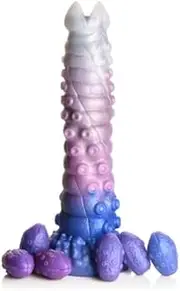 Silicone Fantasy Toy with Eggs, Harness Compatible, Blue-Pink-White Gradient Sex Toys Vibrator Dildo Vibrater Sex Toysfemale Adult Toy Rabbit Thrusting Dildo Vibrators For Woman Rabbit Toy Thrusting Vibrator