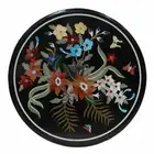 2' round Design black marble side coffee Table Top inlay malachite stone Table