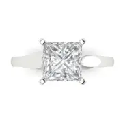 2.5 ct Princess Moissanite Engagement Wedding Bridal Promise Ring 14k White Gold