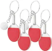 TOKIDNY 4pcs Mini Table Tennis Racket Keychain Set Sports Charms for Bags Backpacks Keys present for Table Tennis Lovers Enthusiasts Easy to Carry Accessories