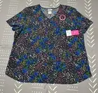 Scrubstar Women's Blissful Flutters V-Neck Scrub Top, 2XL Size, (Floral Pattern)
