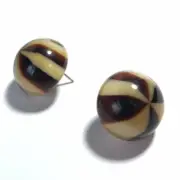 Brown Beige Caramel Candy Earrings | Vintage Lucite Retro Button Studs