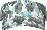 Rabbits Manatees Print Sunscreen Visor Hats for Women Men Adjustable Empty Top Beach Cap Hat Adults Outdoor Sports Black, Black, One Size