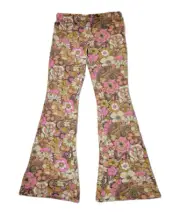 NWT Billabong RETRO print flower flared Leg Girls Pants Size L