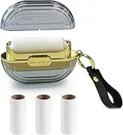 Modixun Double-Sided Travel Portable Lint Roller with Hand Strap, Reusable Mini Extra Sticky Dog Cat Pet Hair Remover, Luxury Lint Remover for Clothes Bag Dust Fuzz Fur with 4 Refills, Grey