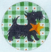 Scottie Dog with Christmas Star Ornament *HP Needlepoint Canvas * By LLemon