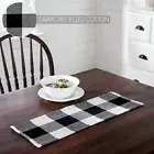 Annie Buffalo Check Black Runner Fringed 8x24 Country Primitive Table Runner