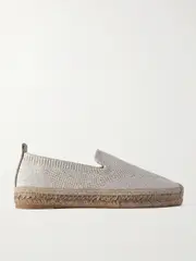 [Brunello Cucinelli] Brunello Cucinelli - Metallic Stretch-knit Espadrilles - Silver - IT41 IT 41 Silver