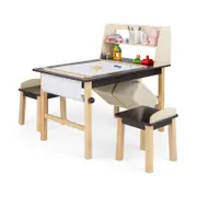 Costway Kids Drawing Table & Chair Set Art Easel w/Paper Roll