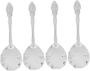 iplusmile Elegant Stainless Steel Shape Spoons Set Large Serving Spoons for Buffet Metal Stirring Ice for Desserts Sugar