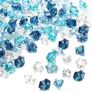 FACAICAI 200Pcs Premium Blue Fake Ice, Acrylic Ice Rocks Plastic Rocks Acrylic Stones Crushed Ice Cubes Diamonds Gems for Winter Vase Fillers Winter Decoration (Mixed Blue)