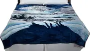 Lavish Home Wolf Blanket - 74x91-inch Printed Winter Wolf Blanket - Plush Thick 7.5lb Faux Mink Queen Throw Blanket for Couch, Sofa, or Bed