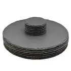 Round Slate Placemats x6 and Coasters x6 Set Padded Feet Dining Wedding