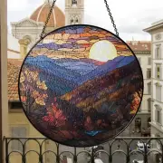 Autumn Stained Glass Suncatchers, Mountain Stained Glass Suncatcher, Home Decor