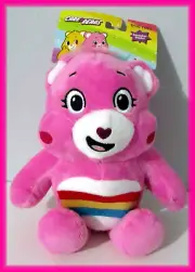 CARE BEARS CHEER BEAR HAPPY COLORFUL RAINBOW PINK 9" SOFT PLUSH SQUEAKY DOG TOY