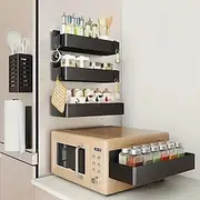 2pcs Large Magnetic Storage Baskets, No Drilling or Adhesive, Removable Multi-Purpose Racks for Fridge, Microwave, Washer Side, Magnetic Spice Organizer for Ki