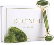 Deciniee Jade Roller for Face,Natural Xiuyan Jade Roller and Gua Sha Set,2 in 1 de-puffing Under Eye Jade Facial Beauty Roller Skin Care Tools,Anti Aging Face Massager Kit for Face,Eye,Neck,Body