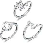 [Midari] 3PCS Toe Ring Toe Ring for Women 925 Sterling Silver Toe Ring Adjustable Toe Ring for Summer Beach Open Toe Rings Jewelry Foot Jewelry, Silver, No Gemstone