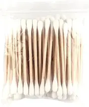 Cotton Swabs Biodegradable Natural Cotton Swabs with Wooden Sticks - Double-tipped Cotton Swabs for Ears Cleaning, Makeup, Art Craft