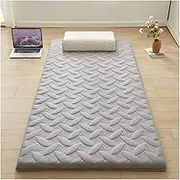 Floor Mattress Futon Mattress, Portable Foldable Futon Mattress, Dormitory Mattress Pad Floor Lounger Pillow Bed, for Outdoor Indoor Camping Guest Car(Gray,180x200cm)