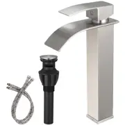 Waterfall Bathroom Faucet Brushed Nickel Stainless Steel Vessel Sink Faucet T...
