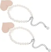[Veemoon] 1 Pair Fashionable Chain Shoe Clips - Simulated Pearl Non-slip High Heels Accessories With Adjustable Strap For Weddings Parties And Professional Attire