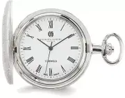 Charles Hubert Chrome Finish Brass Basketweave Pocket Watch XWA3364