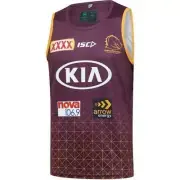 Brisbane Broncos NRL Players Maroon & Gold Training Singlet Sizes S-5XL T0!