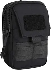 EXCELLENT ELITE SPANKER Tactical Molle EDC Pouch Nylon Belt Waist Bag Camping Hiking Organizer with Cellphone Holster for iPhone 12Pro 12 11ProMax XsMax XR XS X 8Plus 8 7 6 Samsung Galaxy Note 9 S9 (Black)