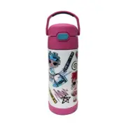 Thermos FUNtainer Stainless Steel 14oz/410mL Straw Bottle, L.O.L. x Crayola