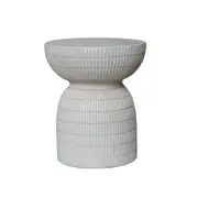 Modern Furniture ROCCO 44cm Indoor & Outdoor Side Table Stool - White Concrete