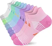 [KOOOGEAR] Running Trainer Socks Womens Ladies Cushioned Sports Socks Anti Blister Cotton Ankle Socks for Women Low Cut Breathable Moisture Wicking Non-slip Athletic Walking Running Socks
