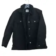 Old Navy Womens Size XS Black Denim Jacket Sherpa Lined Trucker Style