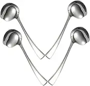 LABRIMP Stainless Steel Long Soup Spoons 4 Pack Ramen Soup Spoon Mirror Polished