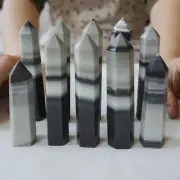 2.2LB 10Pcs Natural Taiji Jasper Quartz Crystal Point Tower Obelisk Healing