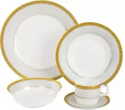 20 Pieces Dinnerware Set Opal Glass 4 Dinner Plates 4 Side Plates 4 Bowls