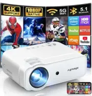 Agreago Portable Projector GC777 WiFi and Bluetooth, 5G WiFi Native 1080P