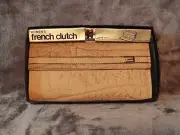 New Amity Women's French Clutch Wallet Light Tan Cowhide Leather Original Box
